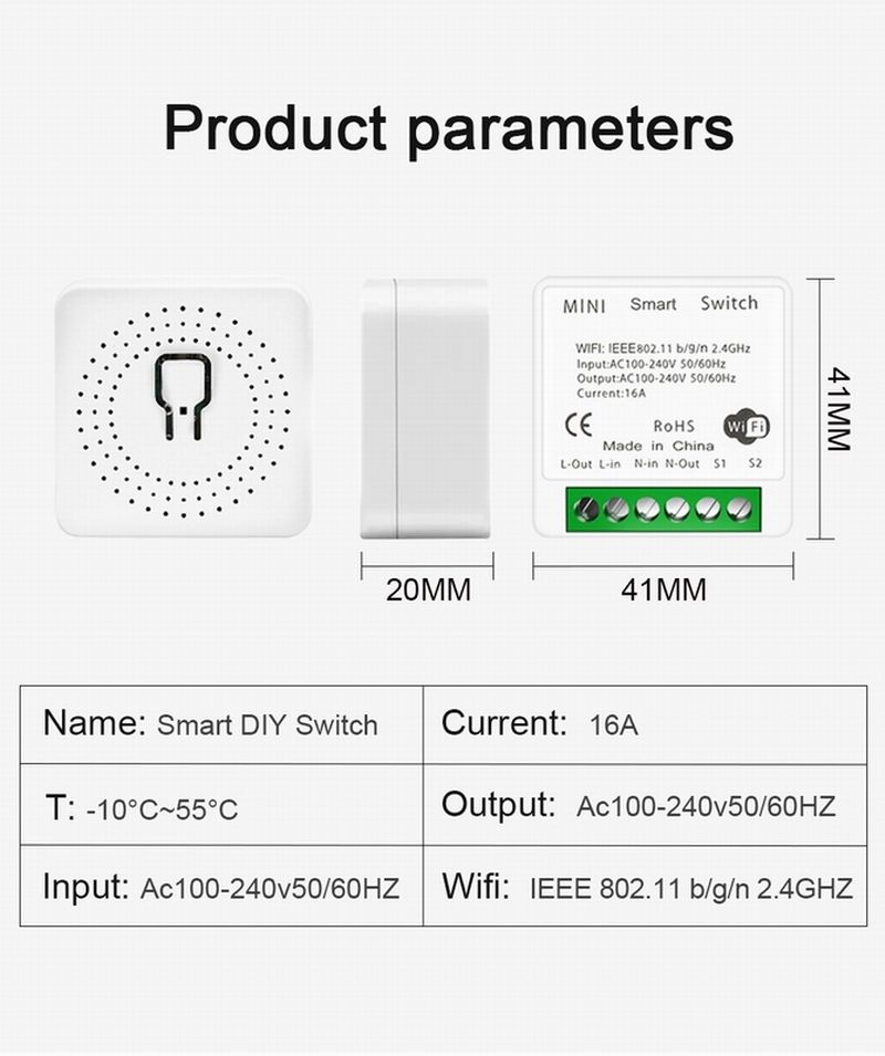 Ewelink 16a Smart Home Mini Smart Wifi Breaker Diy Switch Support Module Timer Control 5714